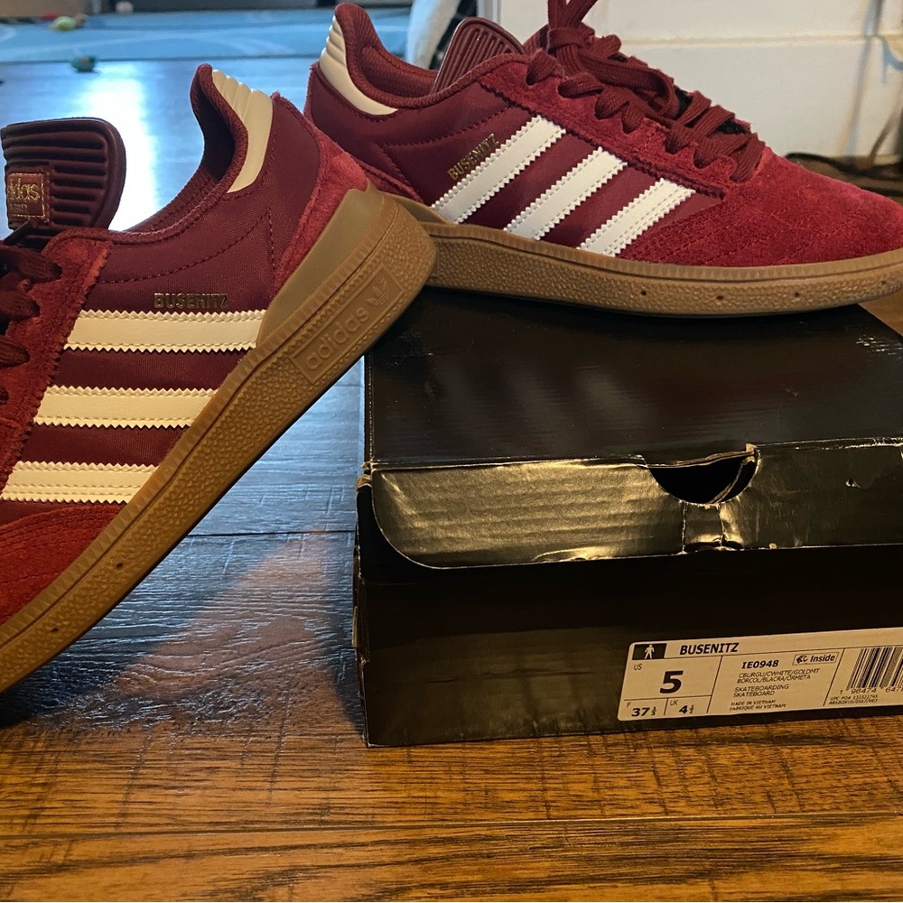 Adidas Busenitz Men's Burgundy and White Sneakers
